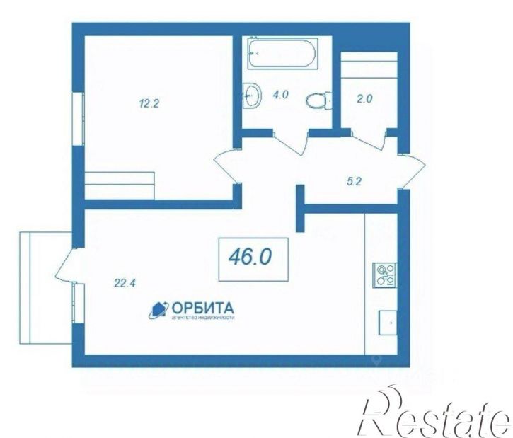 1-комн квартира в новом доме улица Судостроителей, 40 к7,  д. 40 к7