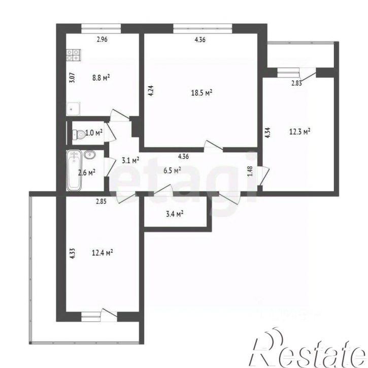 3-комн квартира улица Муравленко, 35А,  д. 35А