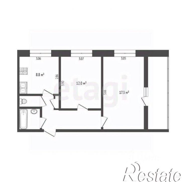 2-комн квартира Камчатская улица, 50,  д. 50