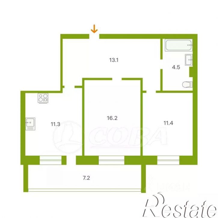 2-комн квартира улица Дружбы, 73 к4,  д. 73 к4