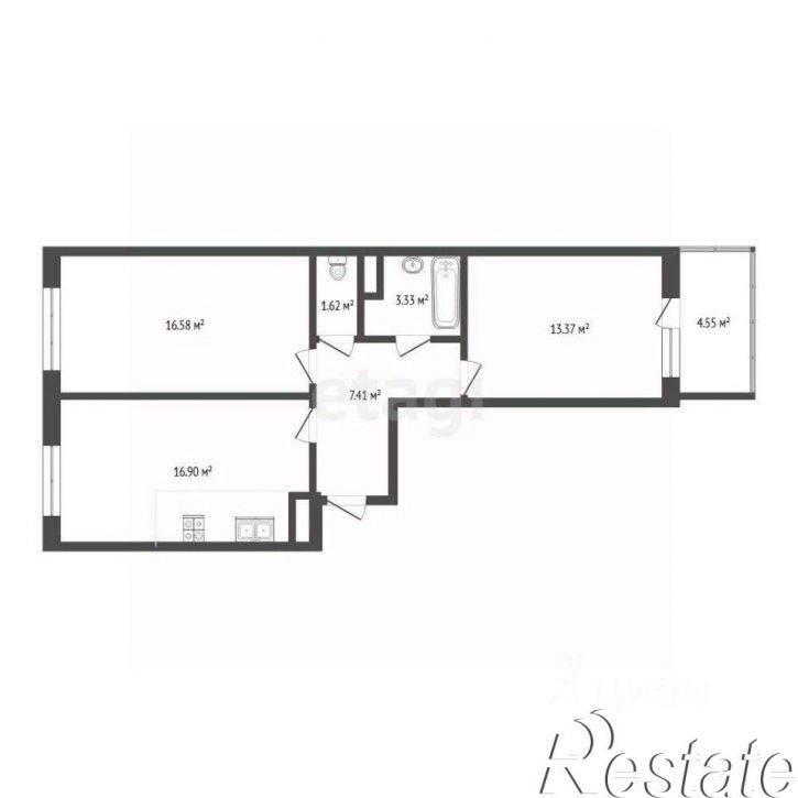 2-комн квартира улица Голышева, 8А,  д. 8А