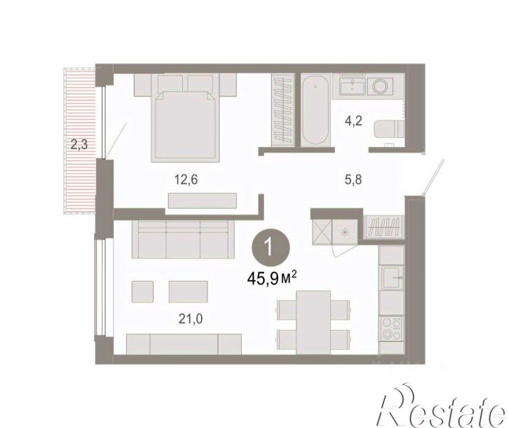2-комн квартира в новом доме Томская улица, 52 к5,  д. 52 к5