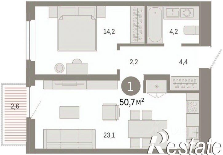 2-комн квартира в новом доме Мысовская улица, 26 к2,  д. 26 к2