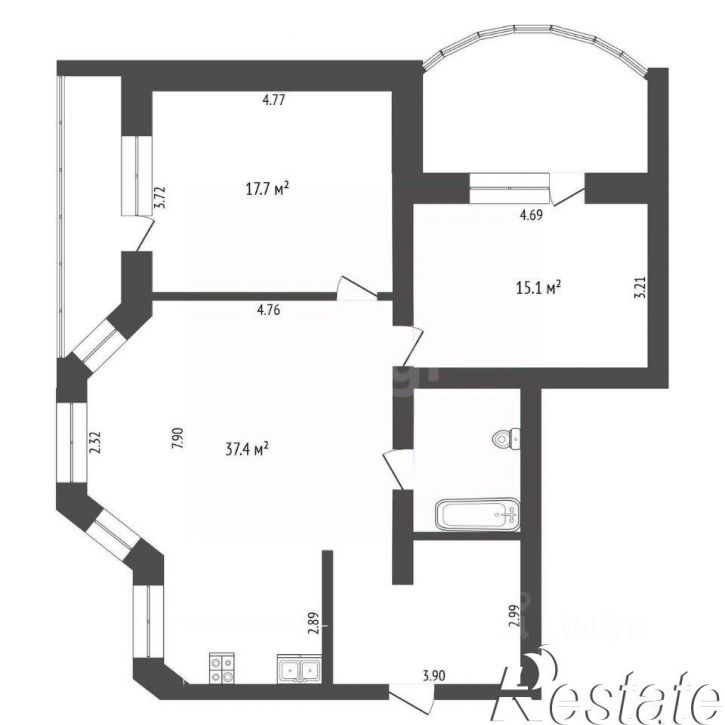 2-комн квартира улица Грибоедова, 15,  д. 15