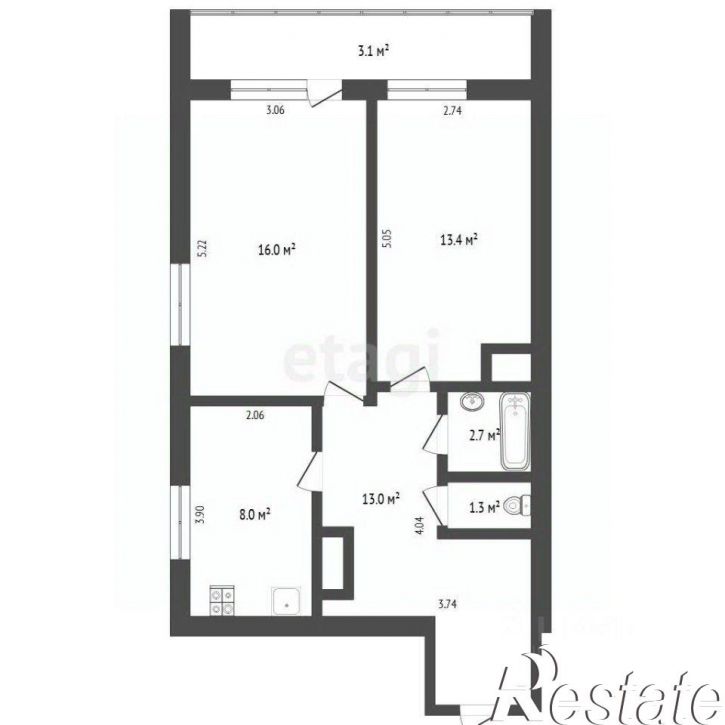 2-комн квартира Первомайская улица, 44,  д. 44