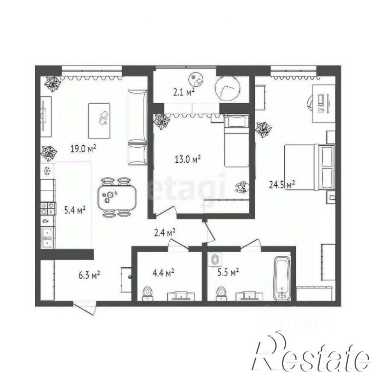 2-комн квартира Первомайская улица, 8,  д. 8