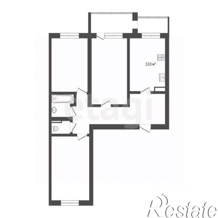 3-комн квартира улица Самарцева, 3,  д. 3