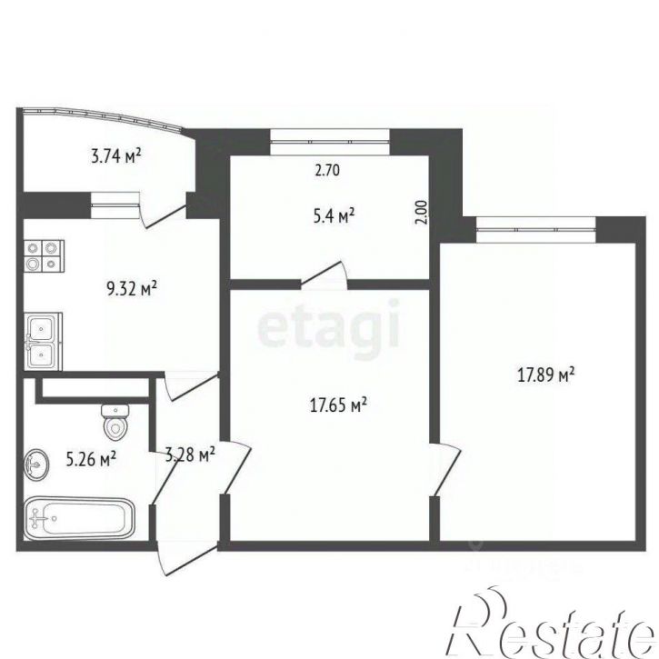2-комн квартира улица Монтажников, 34,  д. 34