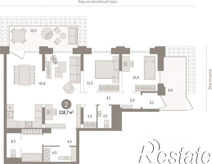 2-комн квартира в новом доме Краснооктябрьская улица, 4 к1,  д. 4 к1