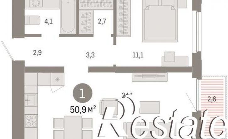 2-комн квартира в новом доме Мысовская улица, 26 к2,  д. 26 к2