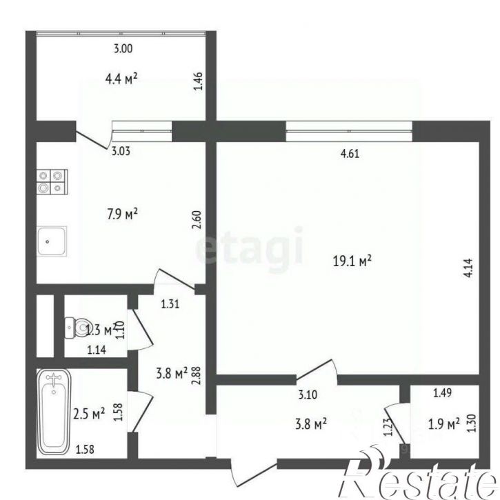 1-комн квартира улица Жуковского, 88/1,  д. 88/1