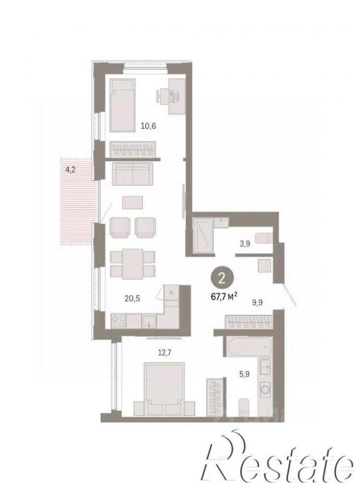 3-комн квартира в новом доме Краснооктябрьская улица, 4 к1,  д. 4 к1