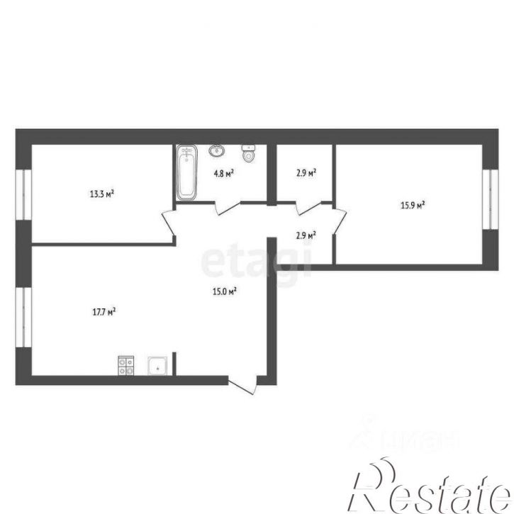 2-комн квартира улица Республики, 204 к10,  д. 204 к10