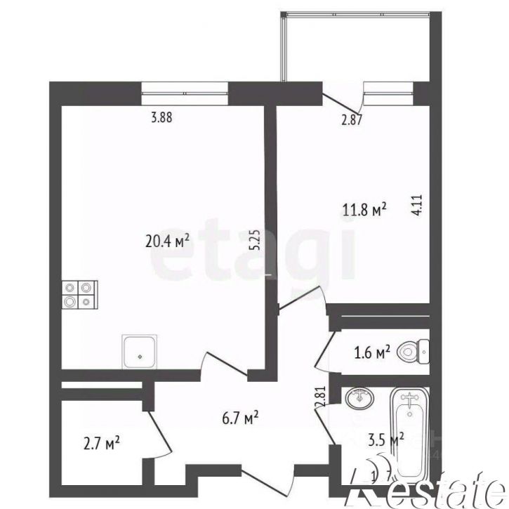 1-комн квартира 2-я Луговая улица, 22 к3,  д. 22 к3
