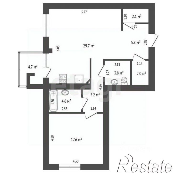 2-комн квартира улица 30 лет Победы, 144,  д. 144