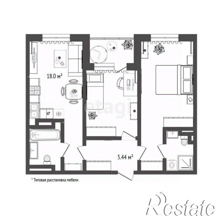 2-комн квартира улица Эрвье, 34 к1,  д. 34 к1