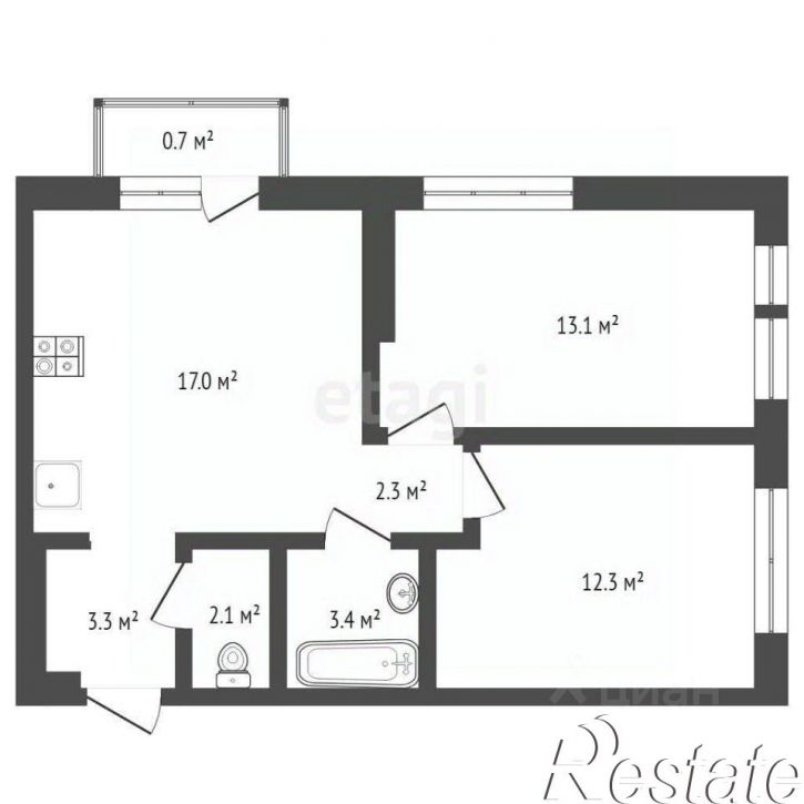 2-комн квартира Полевая улица, 117 к8,  д. 117 к8