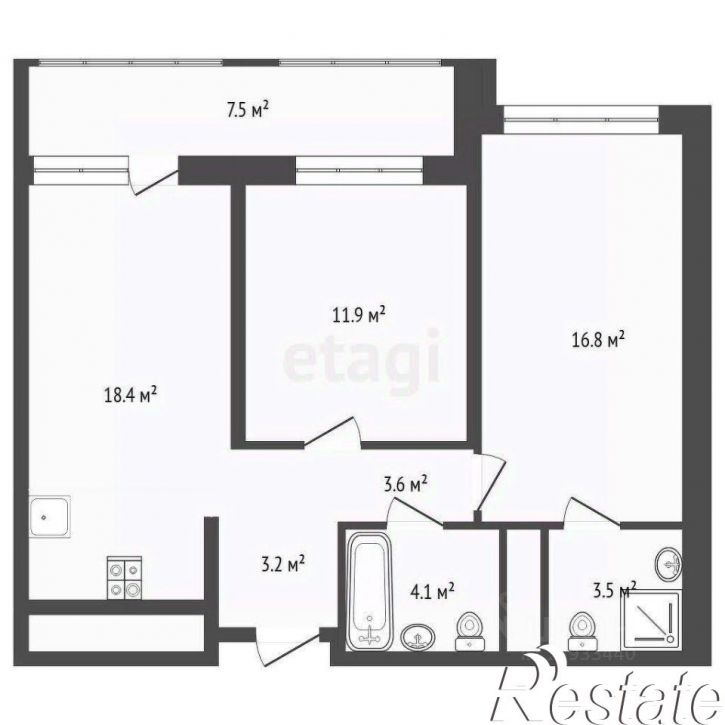 2-комн квартира улица Разведчика Кузнецова, 16,  д. 16