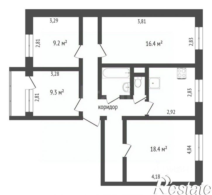 4-комн квартира Молодёжная улица, 70/1,  д. 70/1