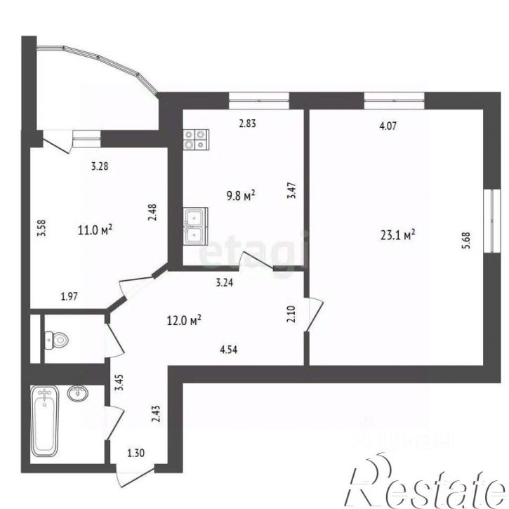 2-комн квартира Мельничная улица, 8,  д. 8