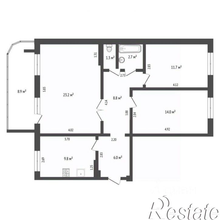 3-комн квартира улица Чернышевского, 2А к11,  д. 2А к11