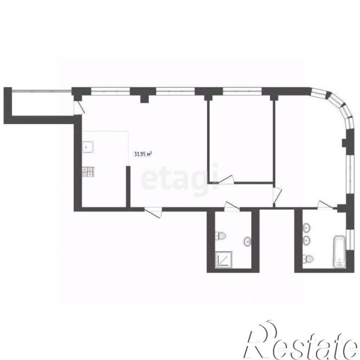 2-комн квартира улица Пожарных и спасателей, 1,  д. 1