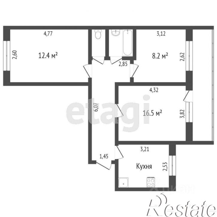 3-комн квартира улица Максима Горького, 59,  д. 59
