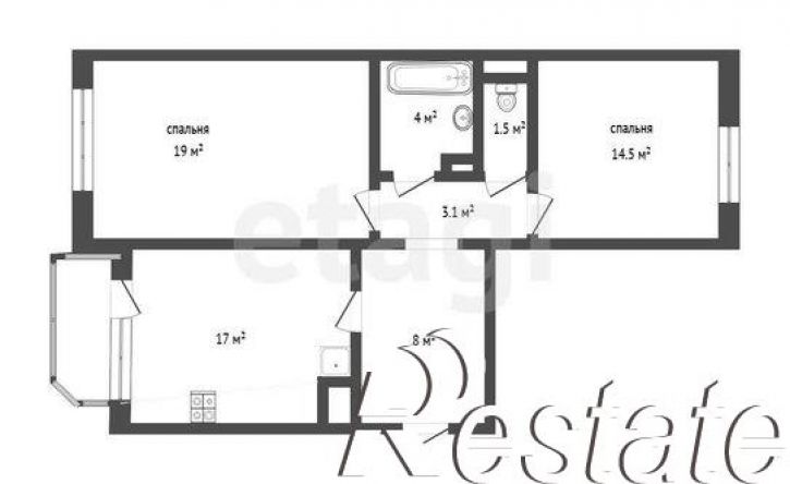 2-комн квартира улица Константина Посьета, 3,  д. 3