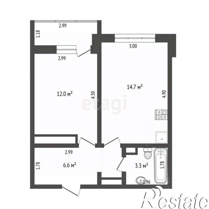 1-комн квартира улица Василия Подшибякина, 19,  д. 19