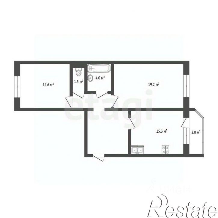 2-комн квартира улица Федюнинского, 54 к1,  д. 54 к1