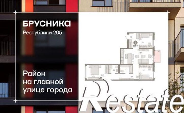 3-комн квартира улица Республики, 205 к2,  д. 205 к2