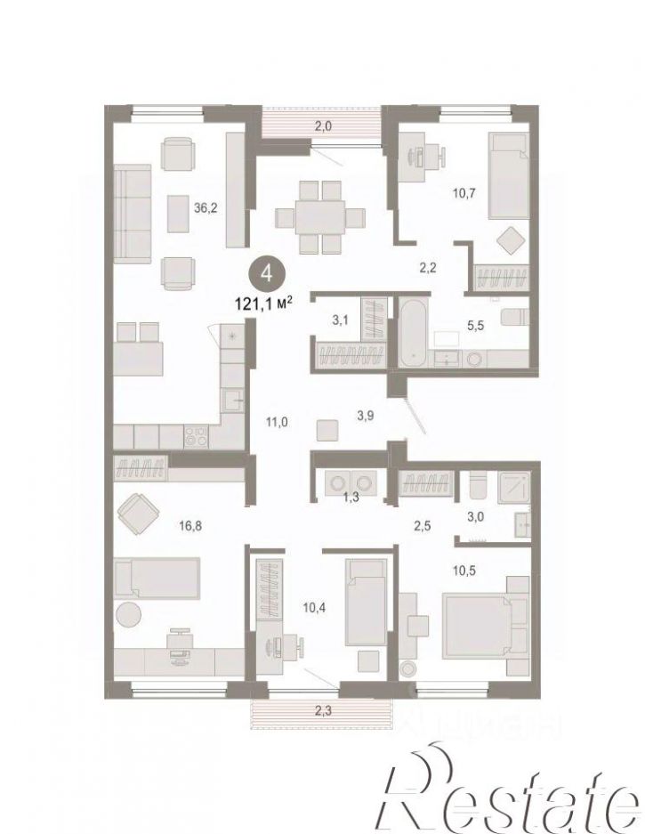 4-комн квартира в новом доме Томская улица, 52 к5,  д. 52 к5