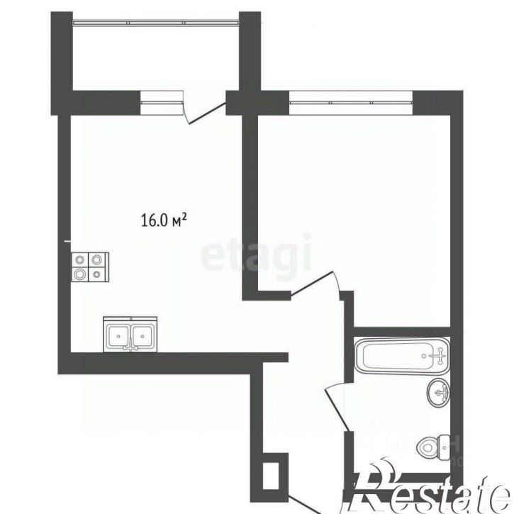1-комн квартира улица Разведчика Кузнецова, 16,  д. 16