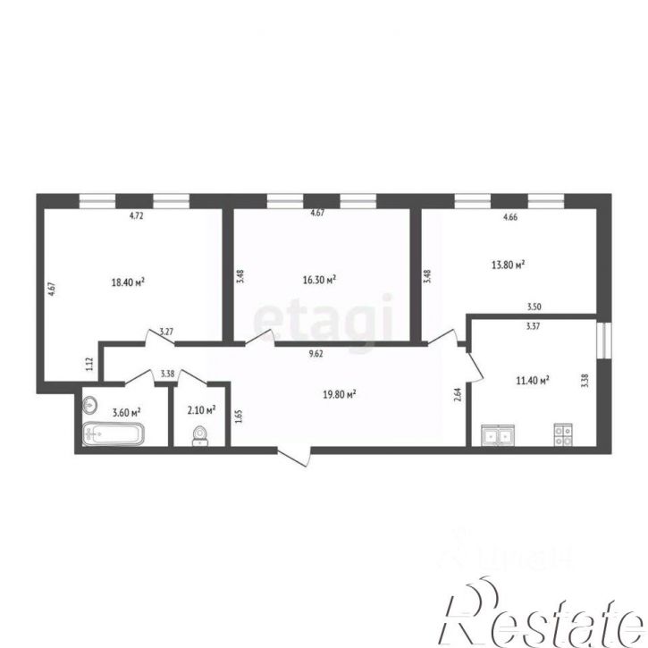 3-комн квартира улица Республики, 204 к13,  д. 204 к13
