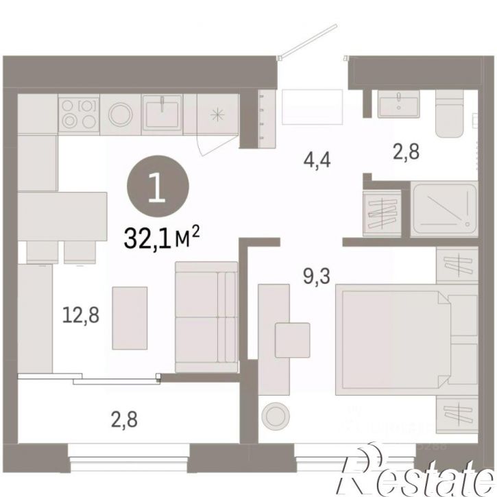 2-комн квартира в новом доме Томская улица, 52 к5,  д. 52 к5