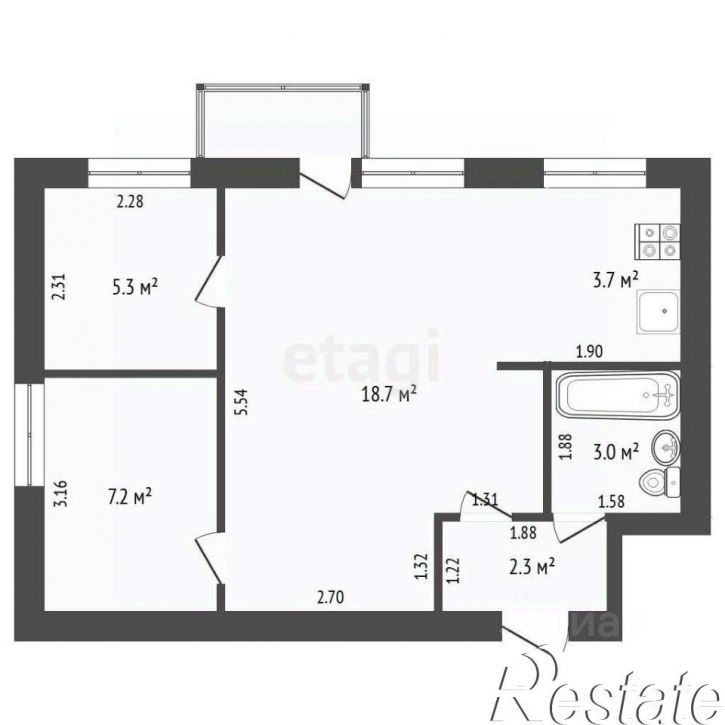 1-комн квартира улица Луначарского, 38,  д. 38