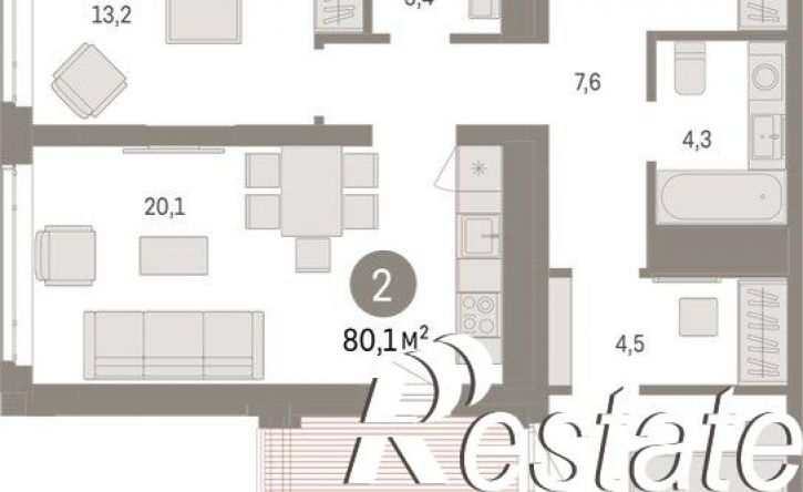2-комн квартира в новом доме улица Республики, 205 к3,  д. 205 к3