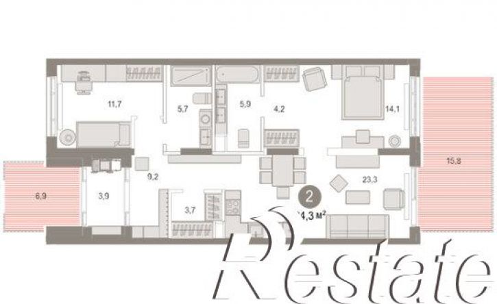3-комн квартира в новом доме Томская улица, 52 к5,  д. 52 к5