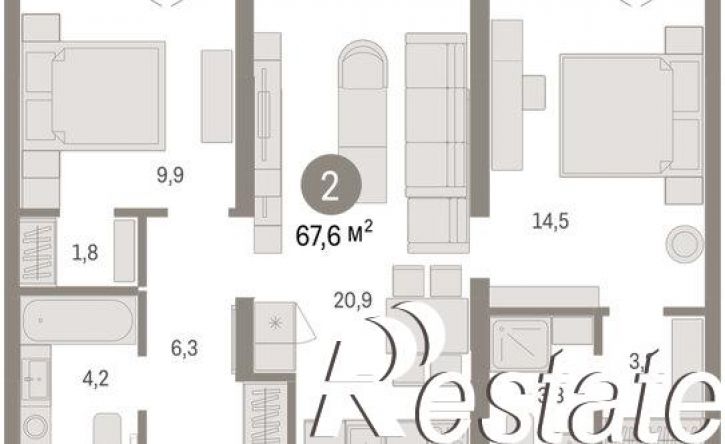 2-комн квартира улица Республики, 205 к2,  д. 205 к2