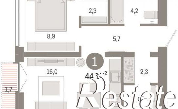 1-комн квартира улица Республики, 205 к2,  д. 205 к2