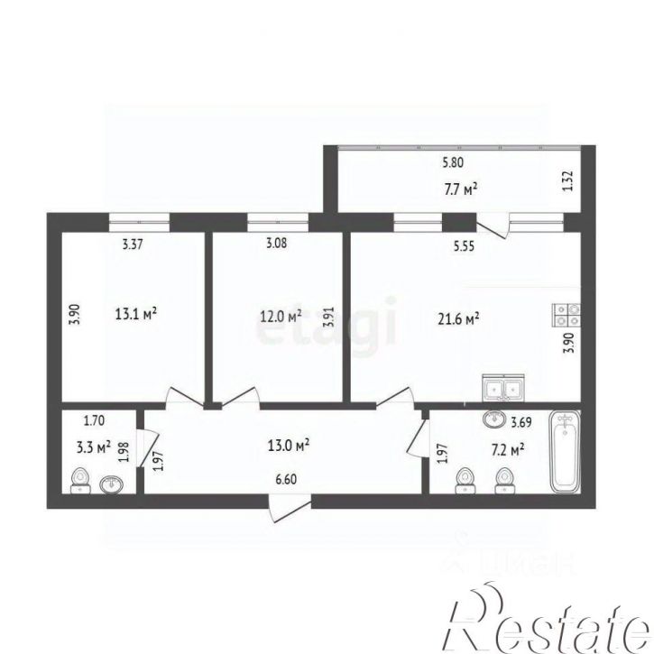 2-комн квартира улица Тимофея Кармацкого, 11 к1,  д. 11 к1
