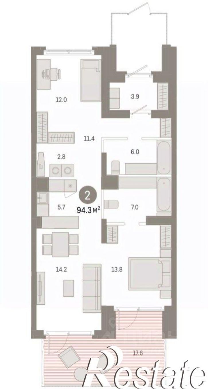 3-комн квартира в новом доме Томская улица, 52 к5,  д. 52 к5