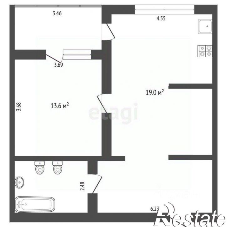 1-комн квартира улица Малыгина, 90,  д. 90