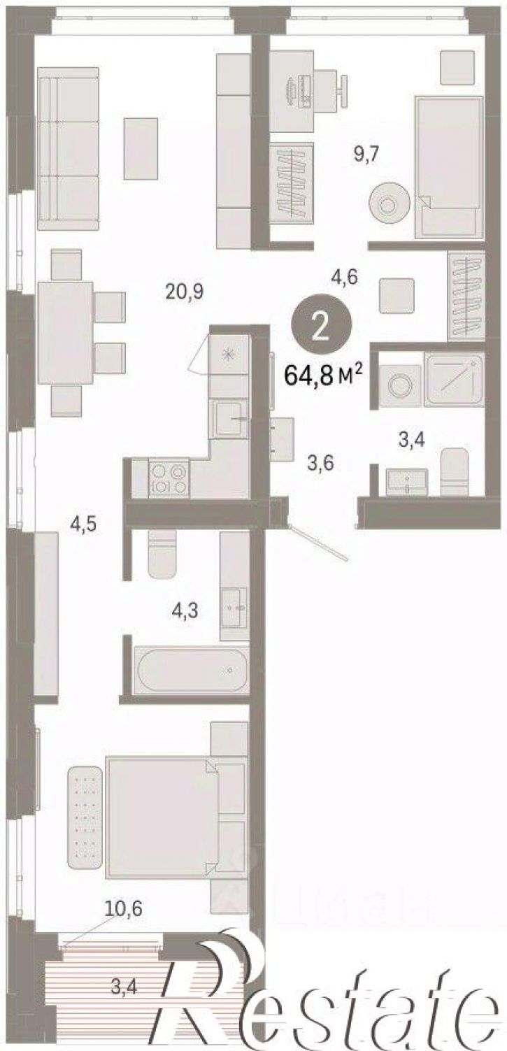 3-комн квартира в новом доме улица Республики, 205 к3,  д. 205 к3
