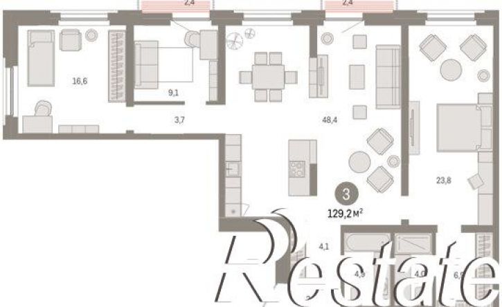 3-комн квартира в новом доме Мысовская улица, 26 к2,  д. 26 к2