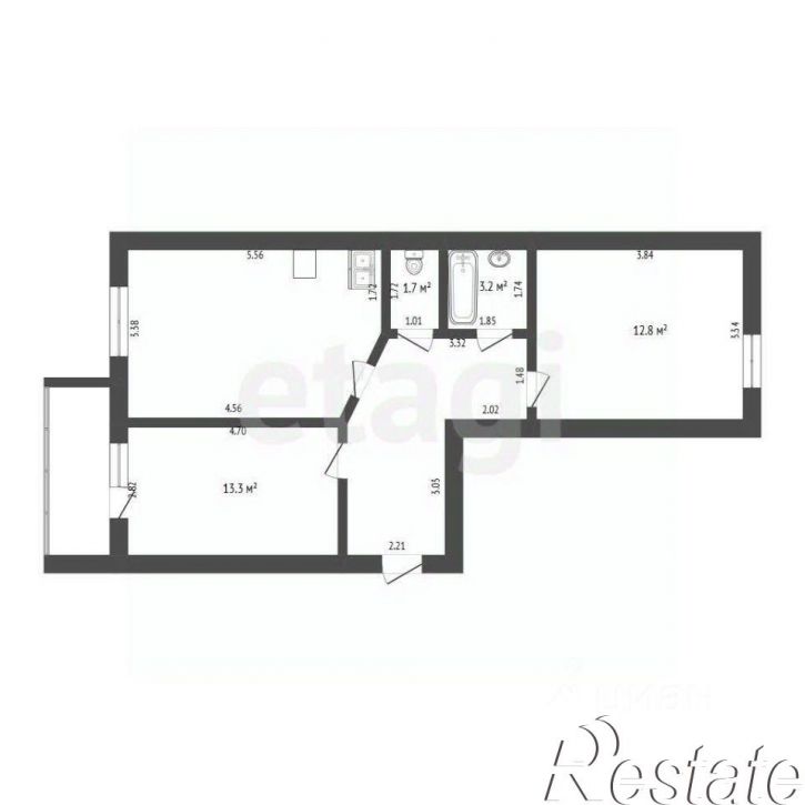 2-комн квартира Московский тракт, 83 к3,  д. 83 к3