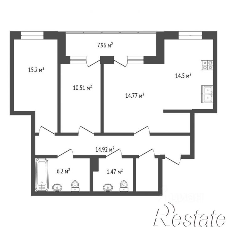 3-комн квартира улица Николая Ростовцева, 24 к1,  д. 24 к1