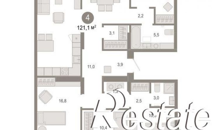 4-комн квартира в новом доме Томская улица, 52 к5,  д. 52 к5
