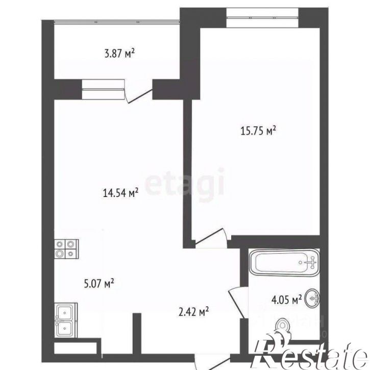 1-комн квартира улица Эрвье, 34 к1,  д. 34 к1