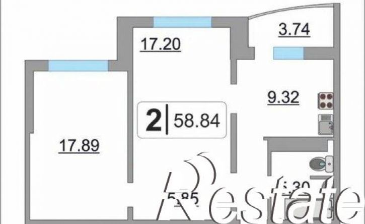2-комн квартира улица Федюнинского, 58 к2,  д. 58 к2